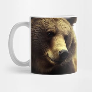 A brown bear in nature that looks cute and cuddly looks warm. Mug